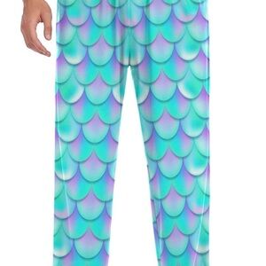 Men's Aqua Mermaid Scale PJ Pants - Turquoise & Purple